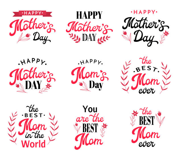 Mothers Day Hand Lettering Calligraphic Inscriptions Set with Hand-drawn Elements. Black and Red Emblems and Badges Collection Isolated on White. Font Vector Illustration. Mothers Day Hand Lettering Calligraphic Inscriptions Set with Hand-drawn Elements. Black and Red Emblems and Badges Collection Isolated on White. Font Vector Illustration. mother patterns stock illustrations