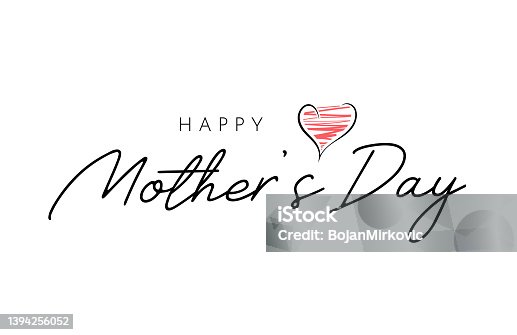 istock Mother's Day lettering card with hand drawn heart. Vector 1394256052