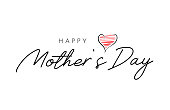 istock Mother's Day lettering card with hand drawn heart. Vector 1394256052