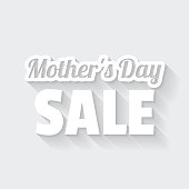 istock Mother's Day Sale. Icon with long shadow on blank background - Flat Design 1383136777