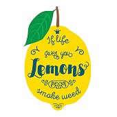 Vintage posters  set. Motivation quote about lemons. Vector llustration for t-shirt, greeting card, poster or bag design. If life gives you lemons smoke weed