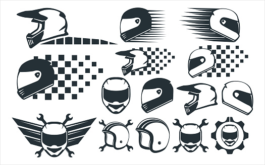 motocross racing helmet vector graphic design template set for sticker, decoration, cutting and print file