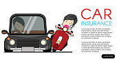 motorcycle side hit with private car. Flat vector illustration design.
