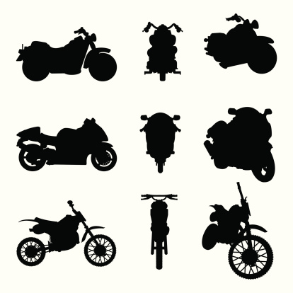 three different kinds of motorcycles black silhouettes. this vector file contains eps8, aics2, ai10, pdf and 300dpi jpeg formats. vector