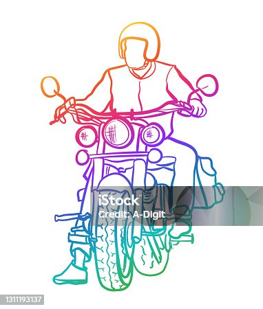 istock Motorcyclist At A Streetlight Rainbow 1311193137