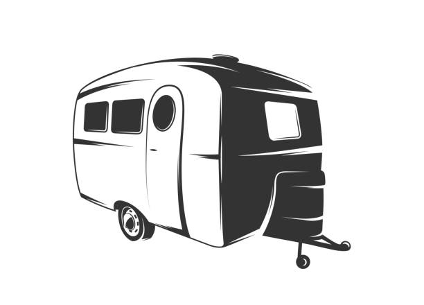 stockillustraties, clipart, cartoons en iconen met camper geïsoleerd op witte achtergrond - caravan