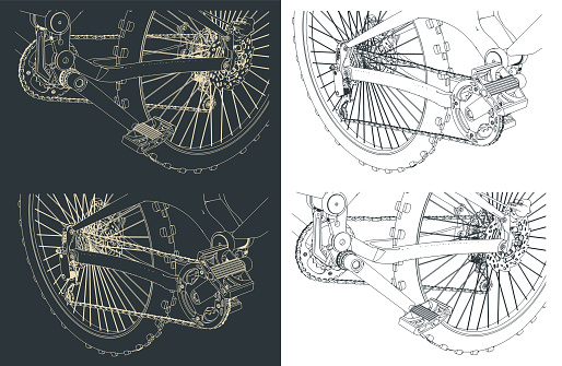 Mountain bike close-up drawings