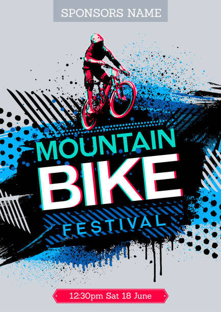 Mountain bike poster Vector design for a mountain bike tournament speed silhouettes stock illustrations