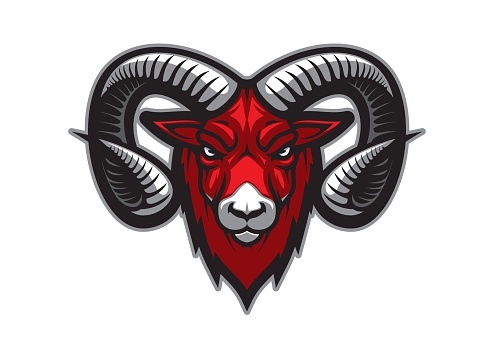 Mountain goat mascot, bighorn ram or sheep