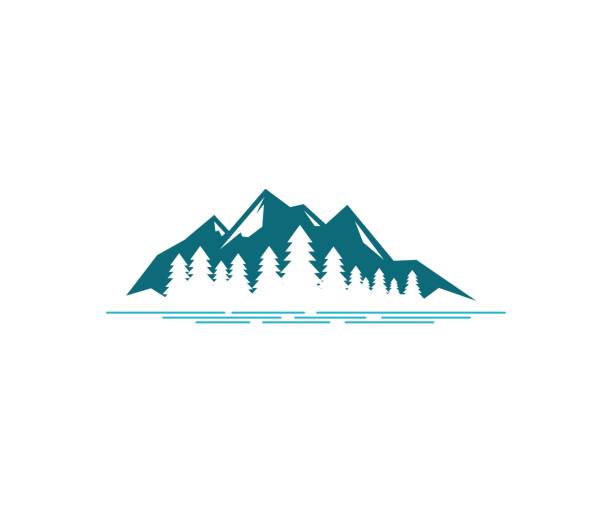 ilustraciones, imágenes clip art, dibujos animados e iconos de stock de icono de montaña - lago