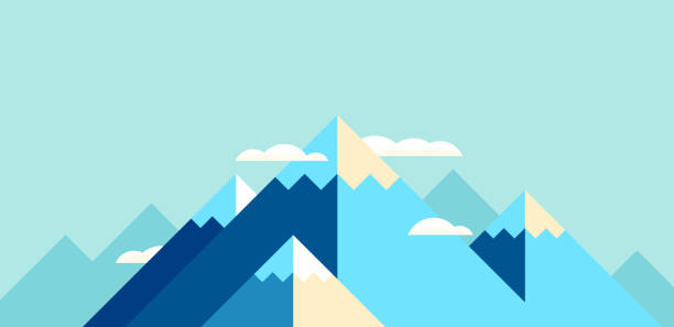 ilustraciones, imágenes clip art, dibujos animados e iconos de stock de paisaje de montaña fondo moderno - mountains