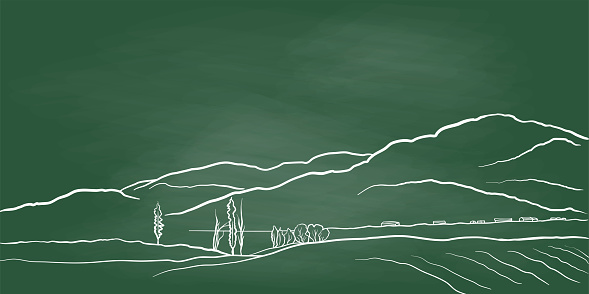Mountain Landscape Scene Chalkboard