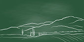 istock Mountain Landscape Scene Chalkboard 1328948705