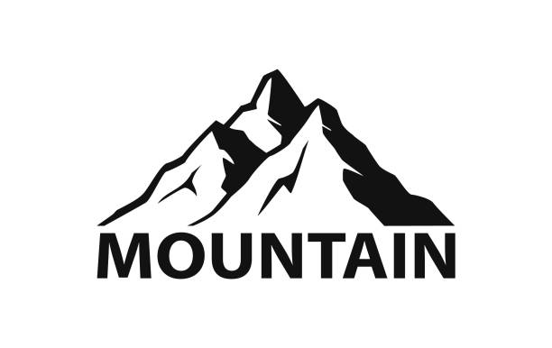 ilustrações, clipart, desenhos animados e ícones de silhueta de logotipo de montanha na cor preta - cordilheira