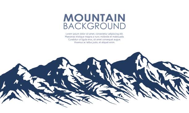 Mountain range silhouette isolated on white. Mountain range silhouette isolated on white background. Blue vector illustration with copy-space. mountain range stock illustrations