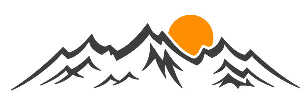 ilustrações de stock, clip art, desenhos animados e ícones de mountain ridge with many peaks and sun - stock vector - mont blanc