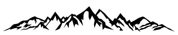 ilustrações de stock, clip art, desenhos animados e ícones de mountain ridge with many peaks silhouette - stock vector - mont blanc