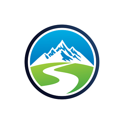 Mountain River Logo Template Design Vector, Emblem, Design Concept, Creative Symbol, Icon