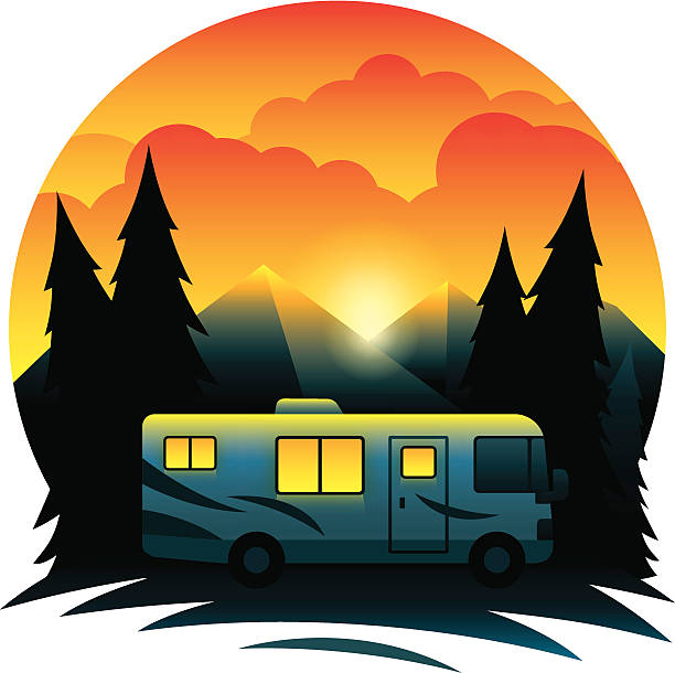 Download Best Sunset Campers Illustrations, Royalty-Free Vector ...