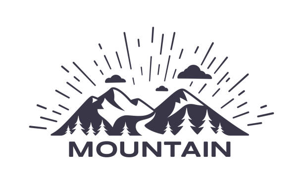 Mountain Symbol Mountain symbol background illustration. river silhouettes stock illustrations