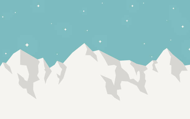 산 겨울 풍경 배경 - 만년설 산봉우리 stock illustrations