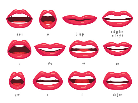 Mouth Animation Lip Sync Animated Phonemes For Cartoon Woman Character  Mouths With Red Lips Speaking Animations Vector Set Stock Illustration -  Download Image Now - iStock