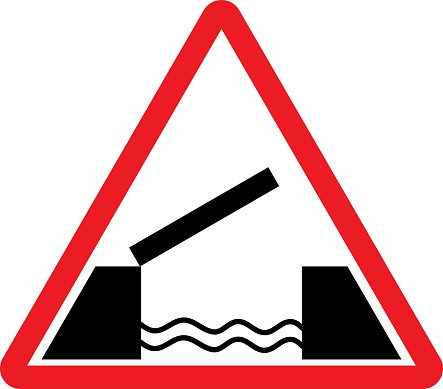 Moveable or Swing bridge ahead road sign