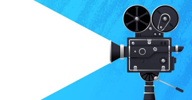 Movie and Film Banner Movie and film playing camera. movie camera illustrations stock illustrations