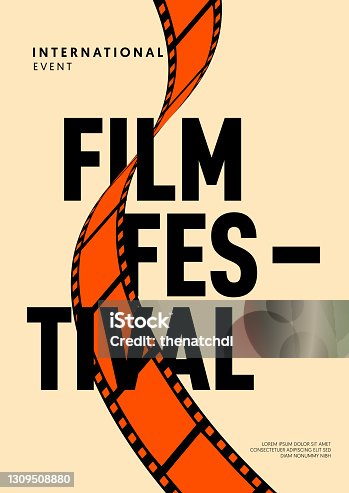 istock Movie and film poster design template background with vintage retro filmstrip 1309508880