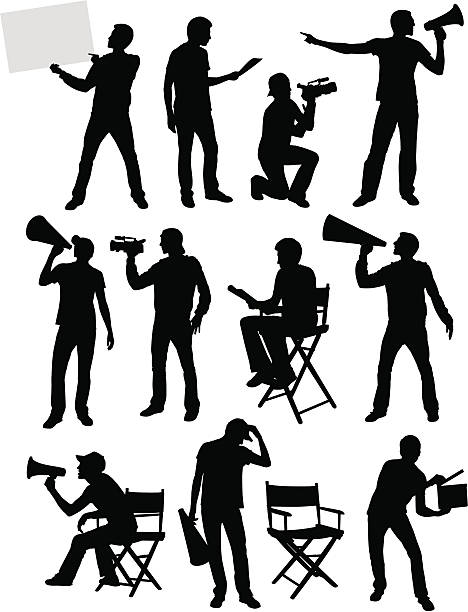 Movie Guys A collection of film/video related silhouettes. movie silhouettes stock illustrations