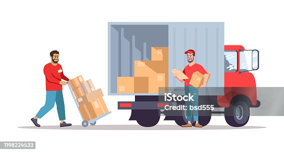 istock Moving house service flat vector illustration 1198224533