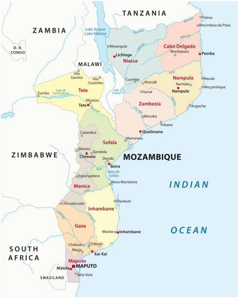 mozambique administrative and political map mozambique administrative and political vector map maputo city stock illustrations