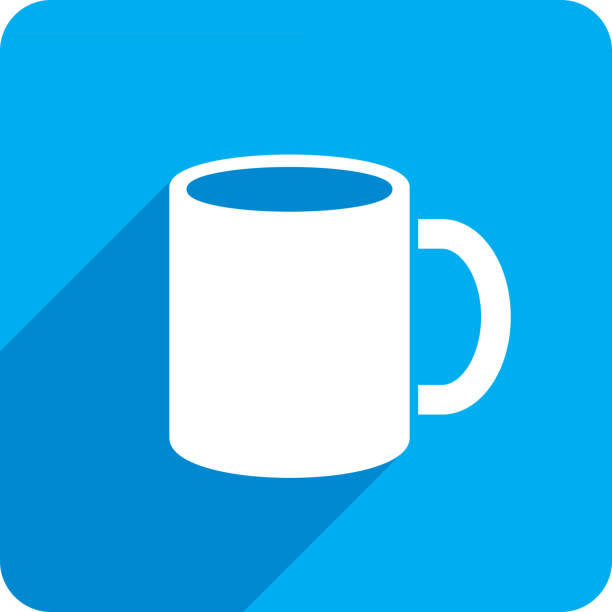 Mug Icon Silhouette Vector illustration of a blue mug icon in flat style. mug stock illustrations