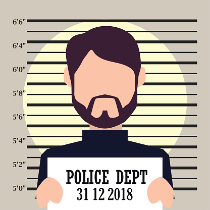 mugshot criminal line with centimeter scale background. vector illustration