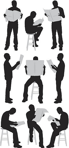 Multi silhouettes of a man reading newspaper Multi silhouettes of a man reading newspaperhttp://www.twodozendesign.info/i/1.png paper silhouettes stock illustrations