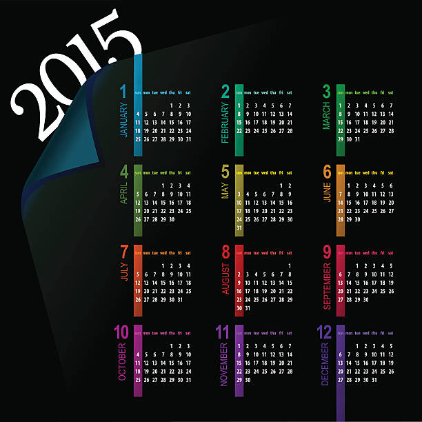 multicolor 2015 calendar vector art illustration