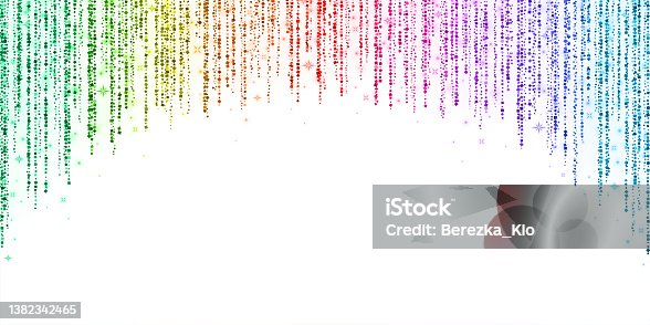 istock Multicolor arc glitter disco decoration garland on white background. Vector 1382342465