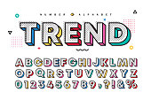 istock 3D multicolor memphis alphabet & number set. 1329825886