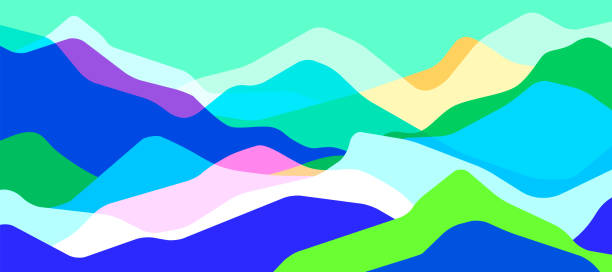 Multicolor mountains, translucent waves, abstract color glass shapes, modern background, vector design Illustration for you project Multicolor mountains, translucent waves, abstract color glass shapes, modern background, vector design Illustration for you project candy silhouettes stock illustrations