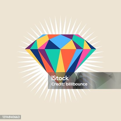 istock Multicolored shiny diamond icon 1314840663