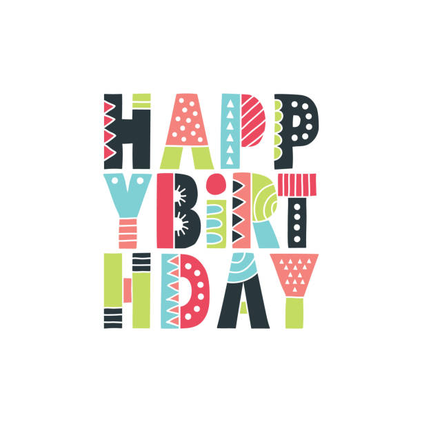 Multi-colour Happy Birthday Letters with Bold Patterns vector vector art illustration