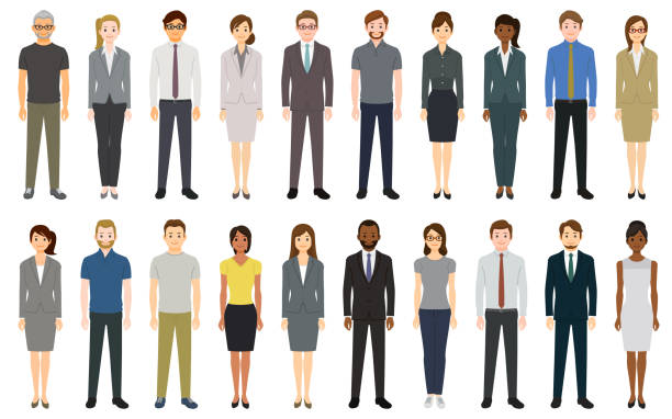 Multiethnic group of people Multiethnic group of people.
Created with adobe illustrator. businesswear stock illustrations