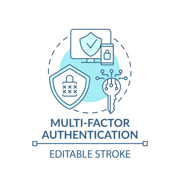 Multi-factor authentication concept icon Multi-factor authentication concept icon. Computer access control method idea thin line illustration. Gaining access to information. Vector isolated outline RGB color drawing. Editable stroke authenticate stock illustrations