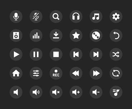Multimedia Audio Button Icon Set
