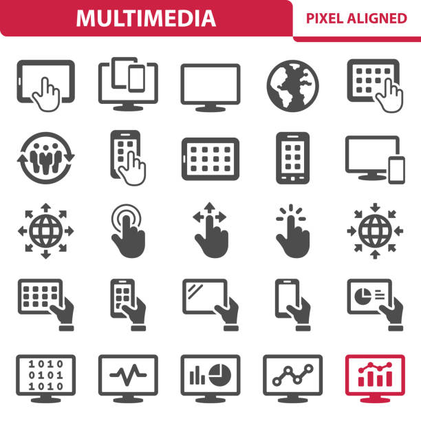 multimedia symbole - hand grafiken stock-grafiken, -clipart, -cartoons und -symbole