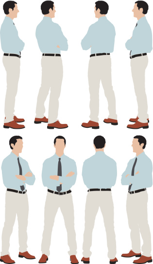 Multiple images of a businessman standing