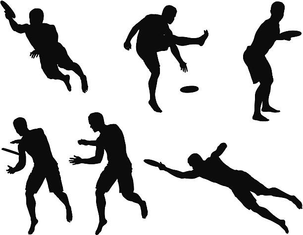 Multiple images of a man playing frisbee Multiple images of a man playing frisbeehttp://www.twodozendesign.info/i/1.png frisbee clipart stock illustrations