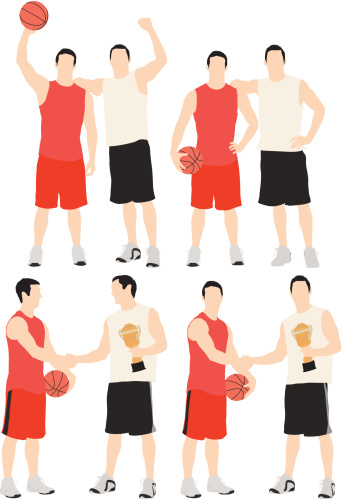 Multiple silhouettes of basketball playershttp://www.twodozendesign.info/i/1.png vector