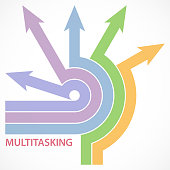 Multi-tasking strategy arrows for business concept.