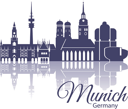 Munich skyline, detailed silhouette. Trendy vector illustration